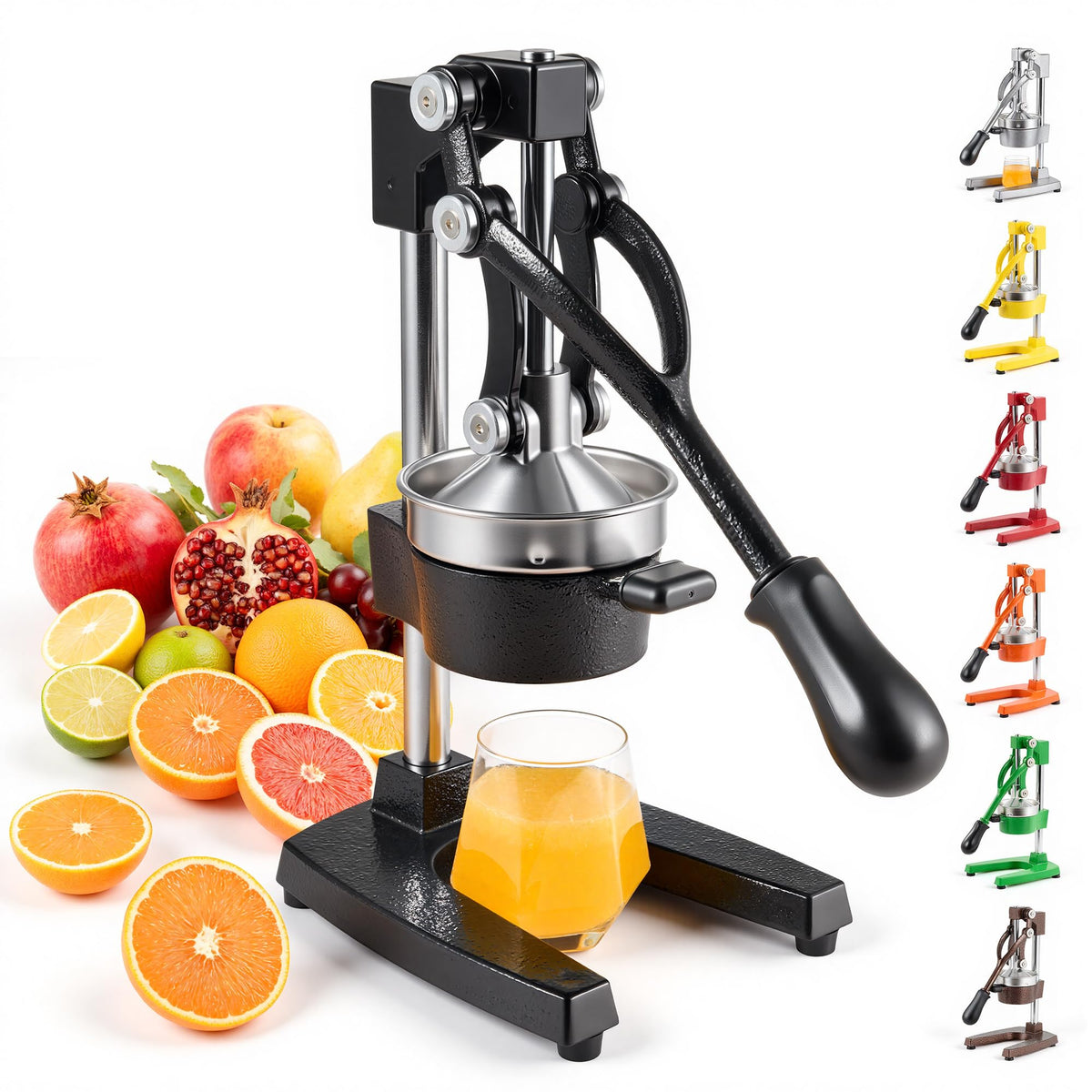 CO-Z front view cast iron juicer shows sturdy frame and professional build benefit