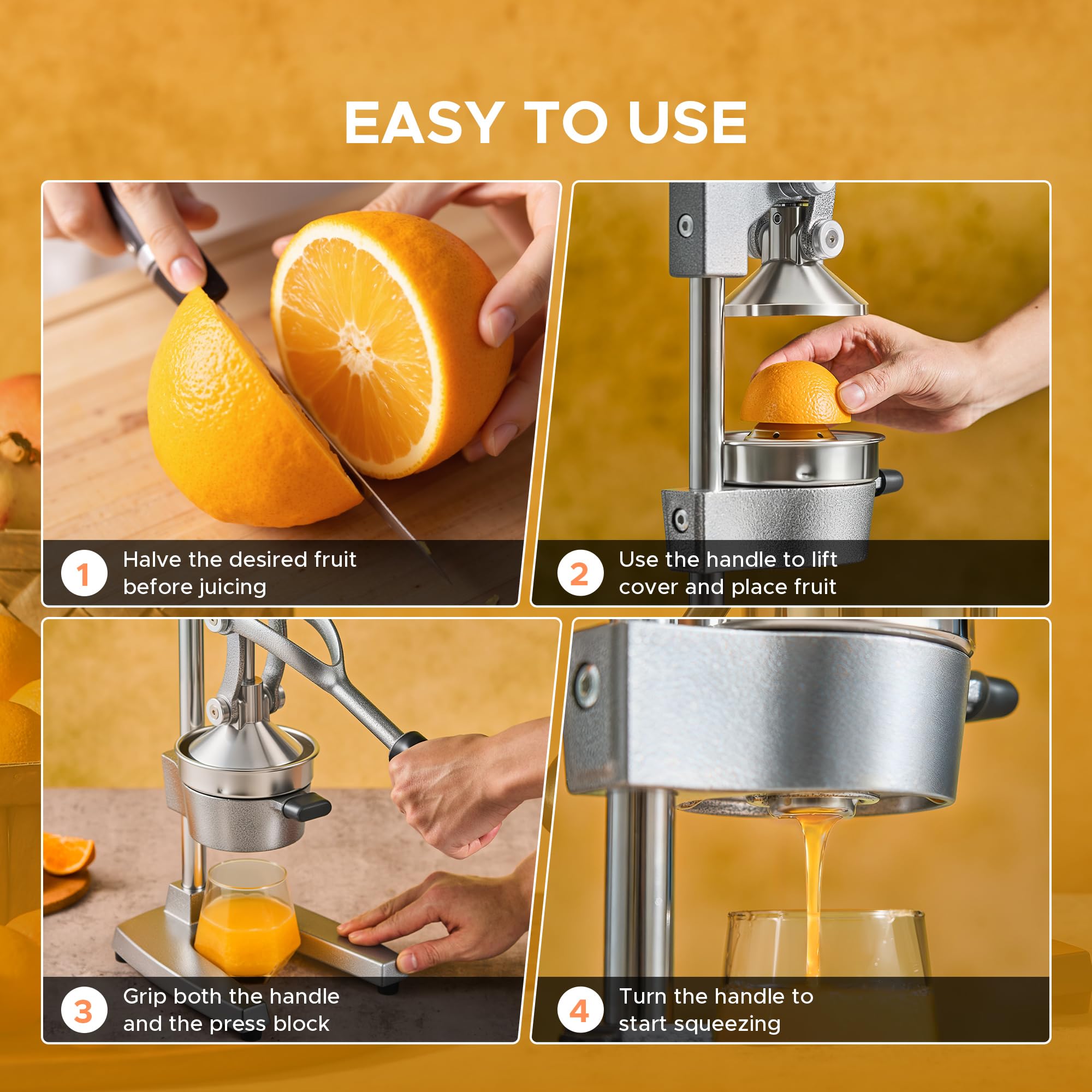 CO-Z juicer next to glass to show size and juice capacity