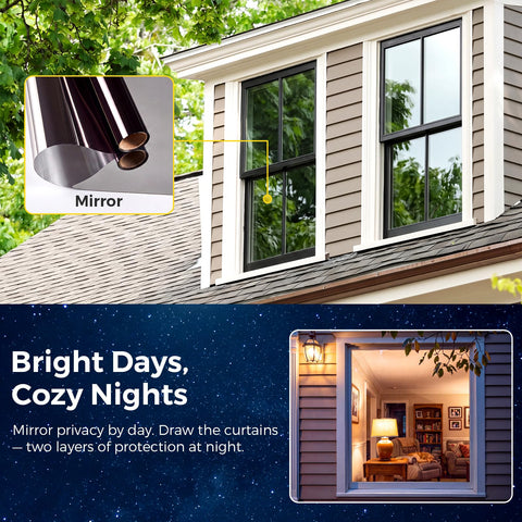 Coavas installed on window daytime view showing outside visibility and privacy benefit