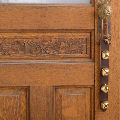 Coblentz Leather label and stitching close-up showing Amish craftsmanship and durability