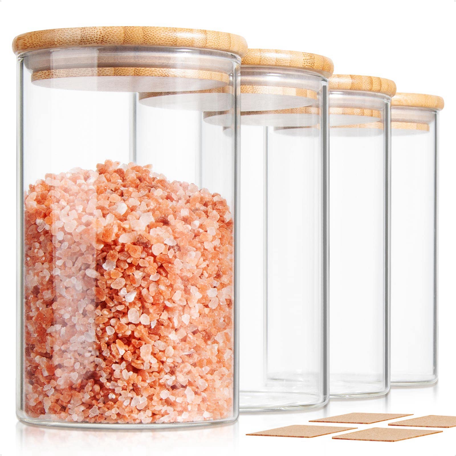 COCOYA front view of four jars showing uniform airtight storage benefit