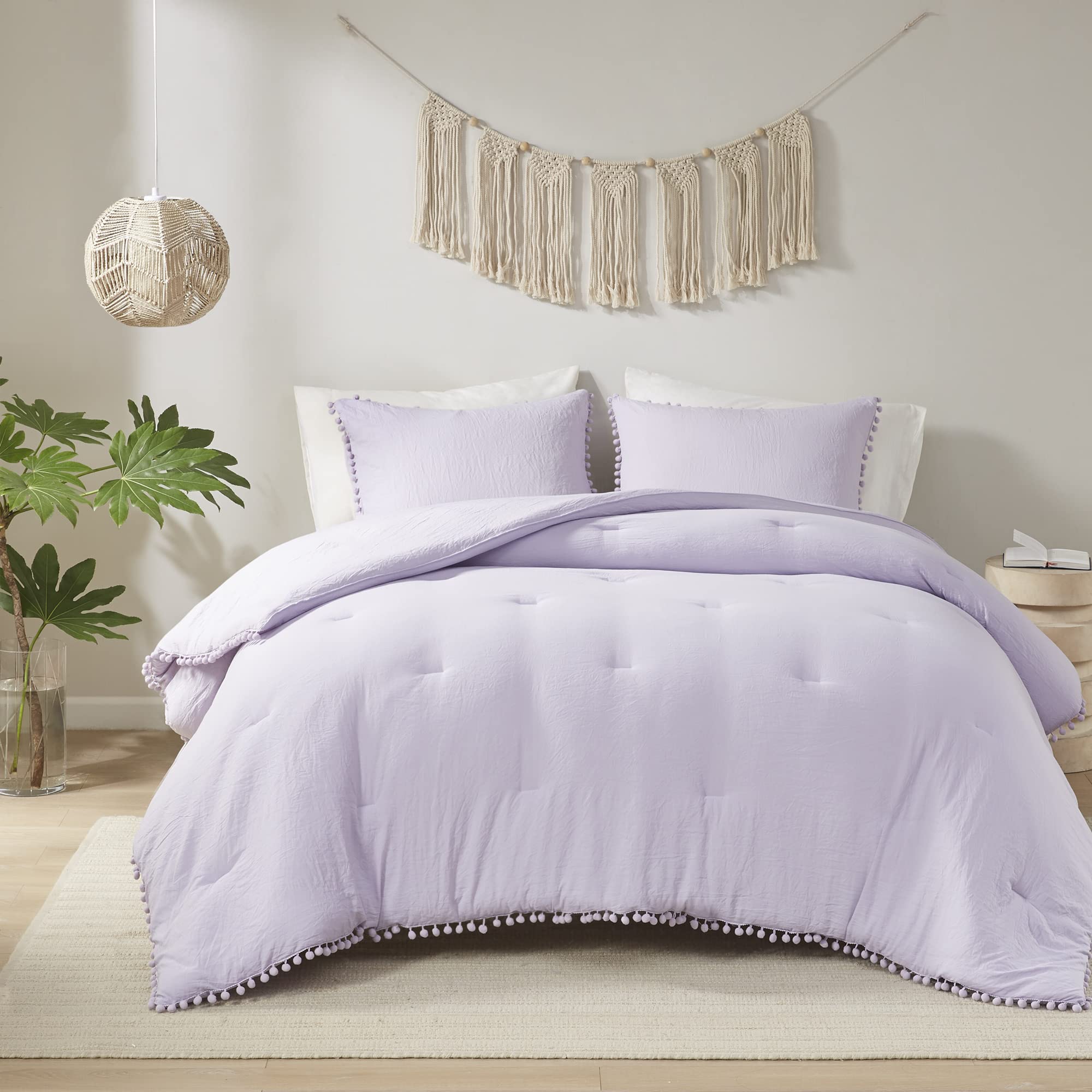 Codi bedroom styled lavender setup showing boho aesthetic creating inviting space