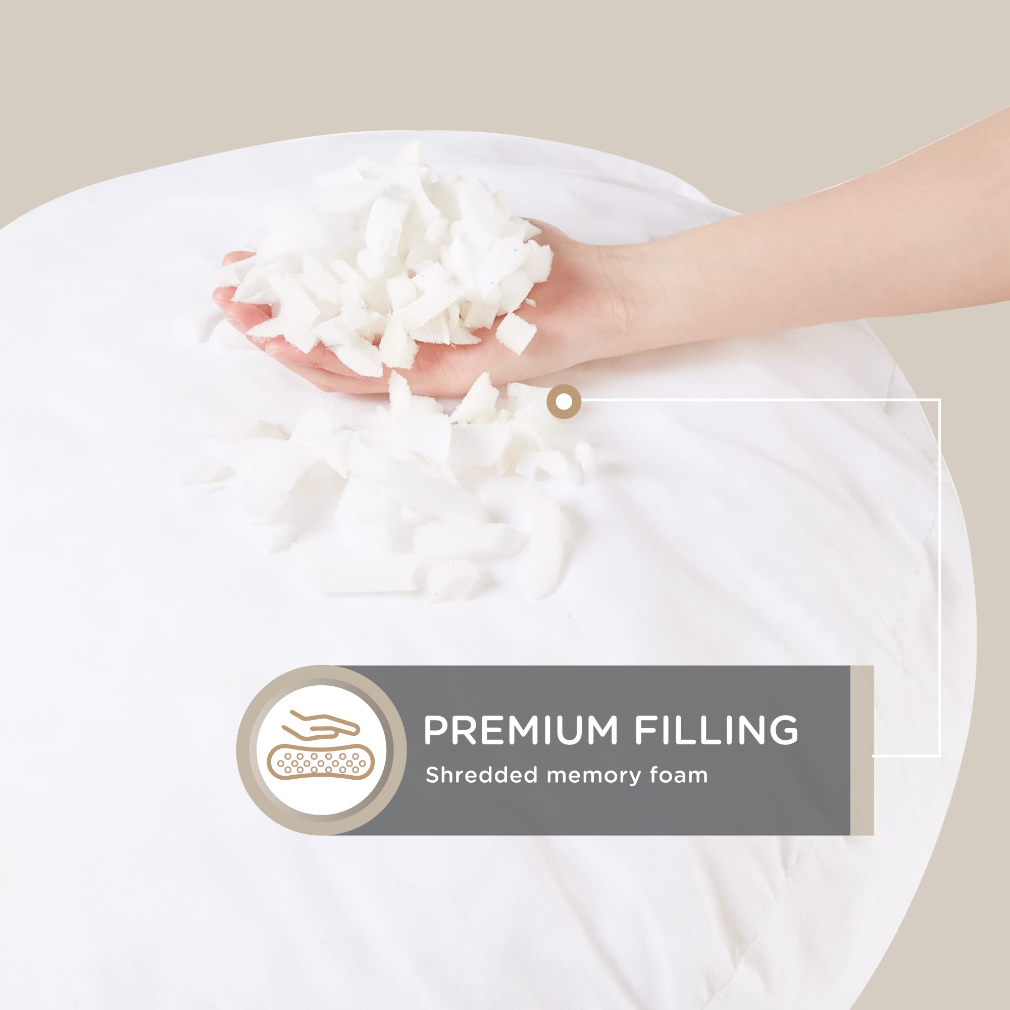 Codi close-up shredded memory foam filling demonstrating adaptable cushioning