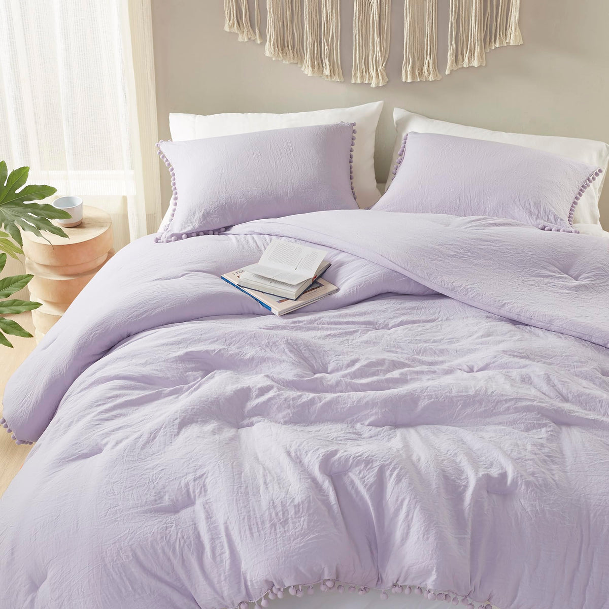 Codi lavender comforter front view showing soft color and full coverage benefit