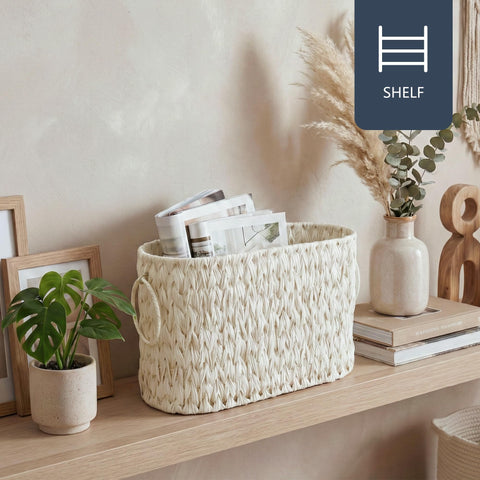 Coeusy basket filled with toilet rolls stacked neatly benefit: holds 6–9 large rolls