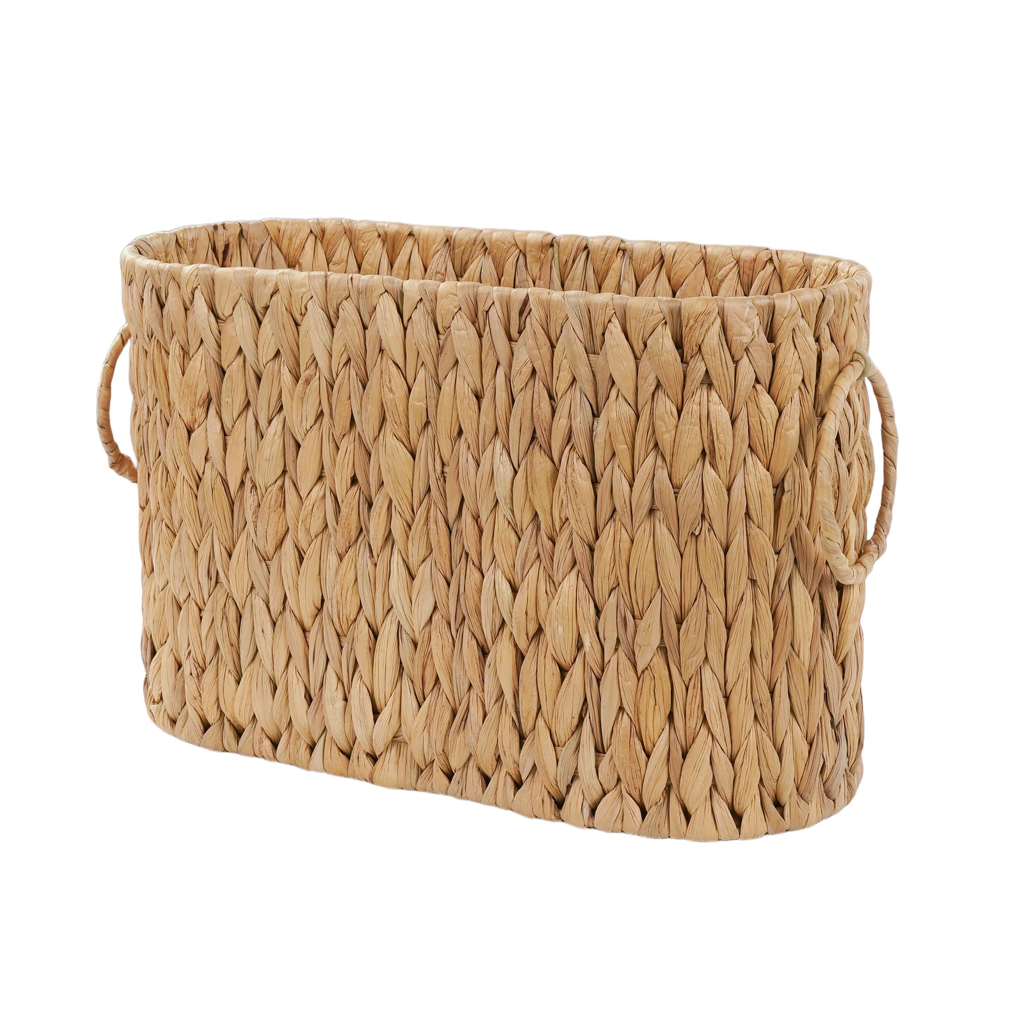 Coeusy front view of wicker basket showing neat storage and natural warmth
