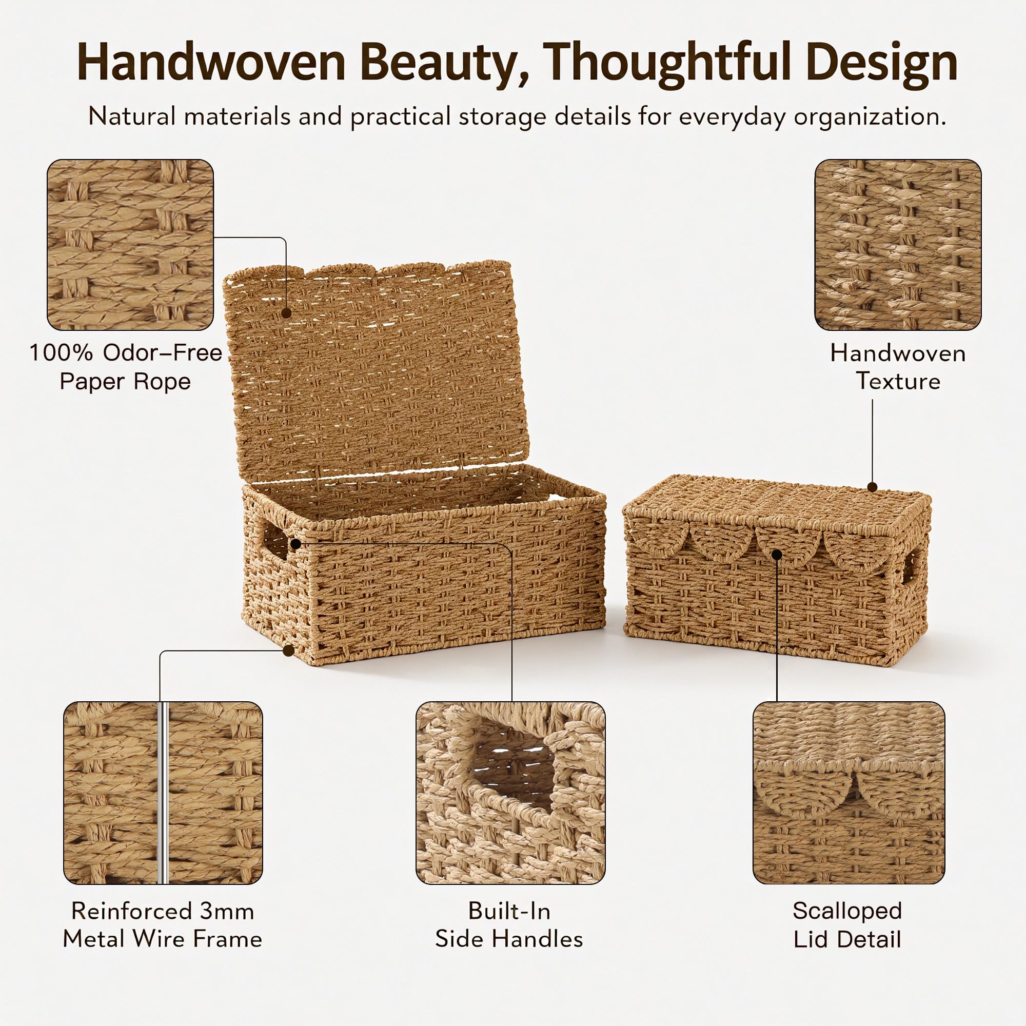 Coeusy medium basket nested inside large to demonstrate space-saving