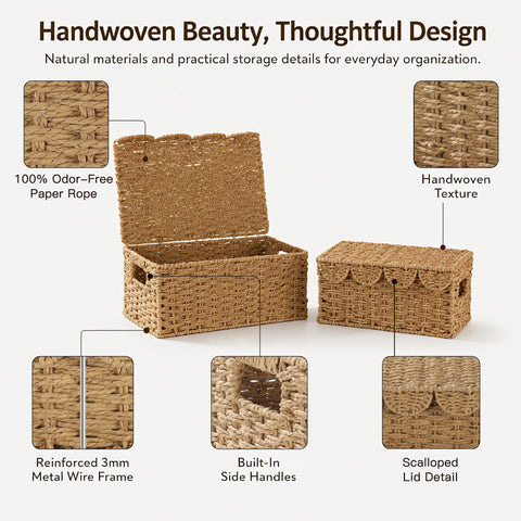 Coeusy medium basket nested inside large to demonstrate space-saving