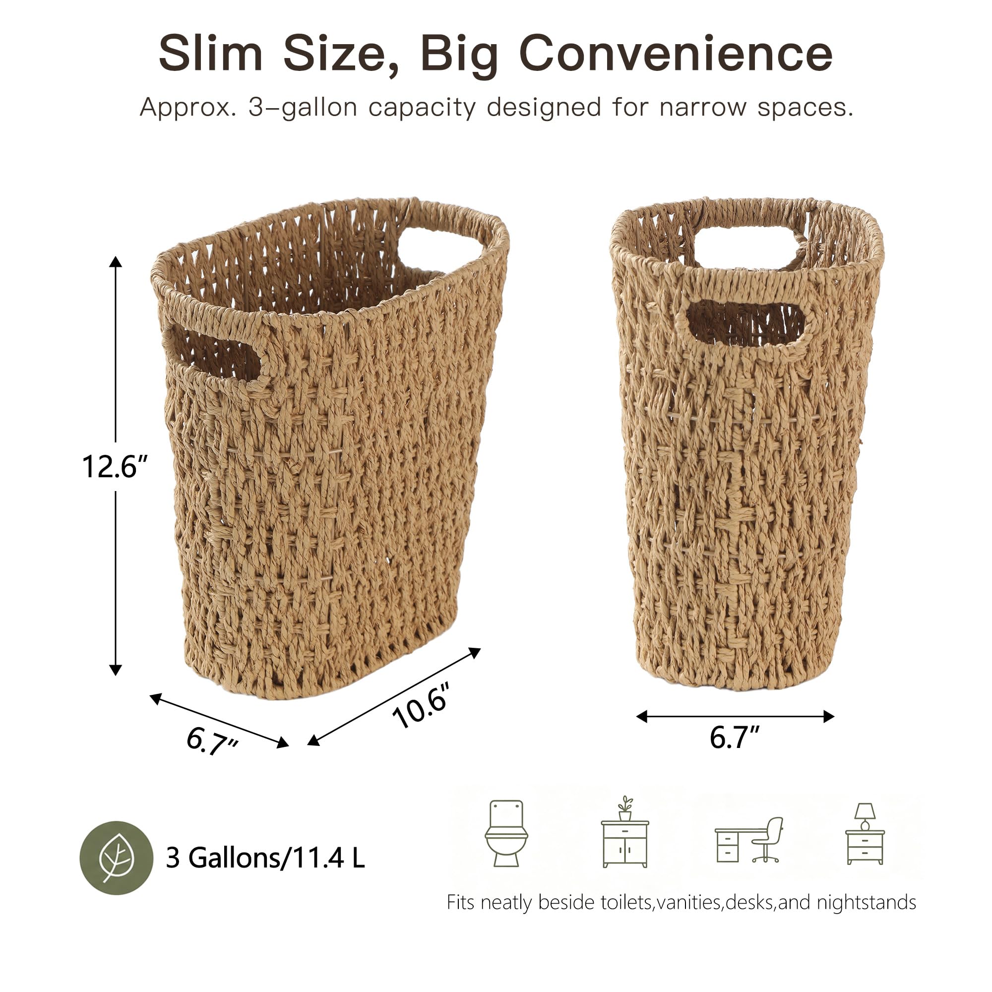 Coeusy trash can placed in bathroom showcasing space-saving benefit