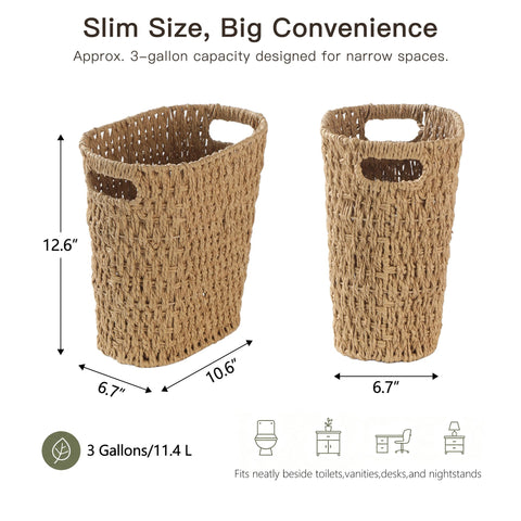 Coeusy trash can placed in bathroom showcasing space-saving benefit