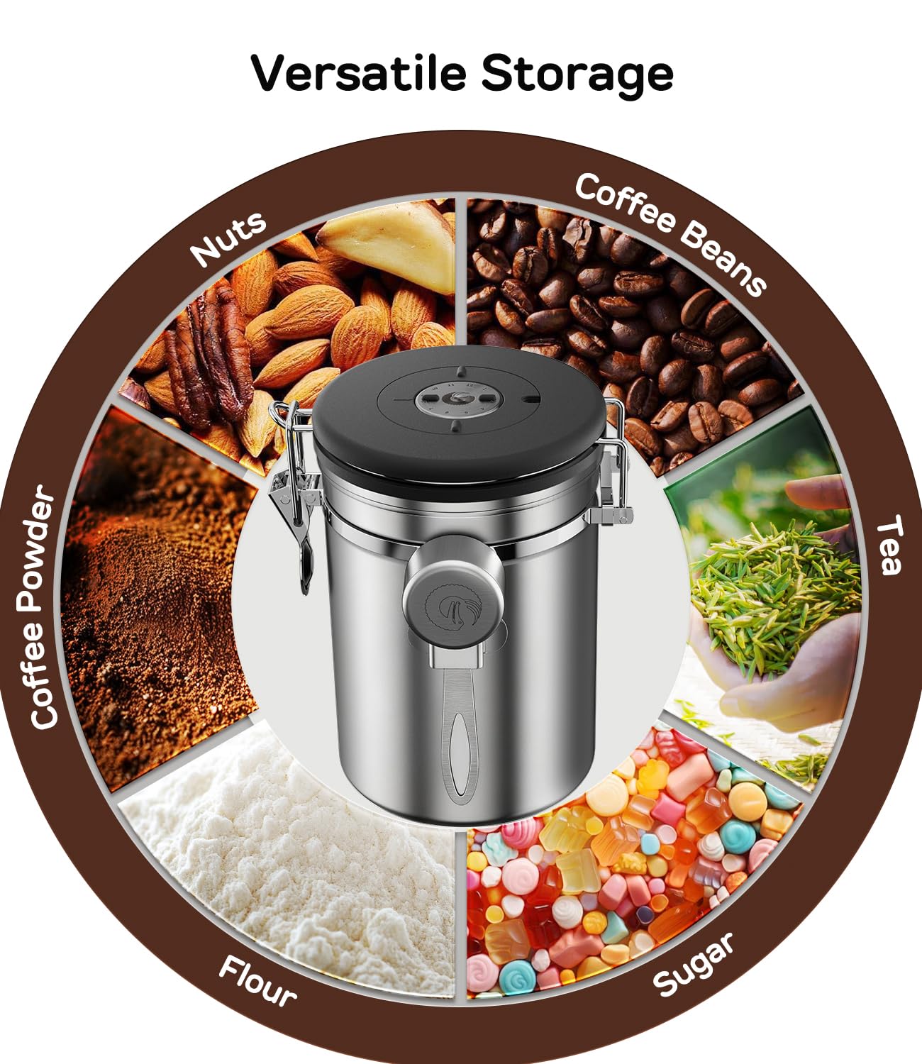 Coffee Gator date wheel display showing easy manual tracking of roast or opened date for freshness