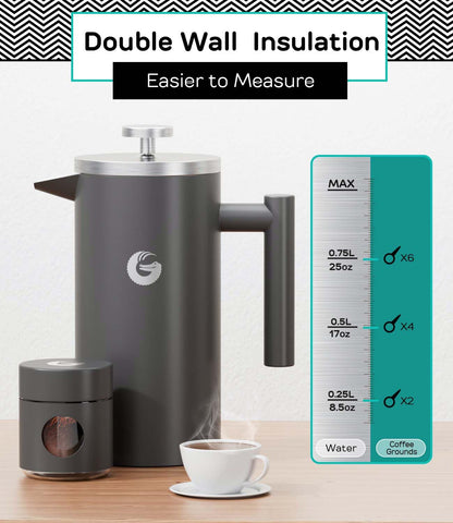 Coffee Gator with mini canister displaying included storage for pre‑measured grounds