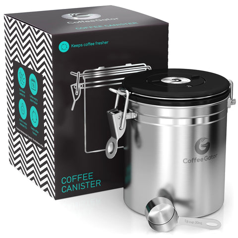 Coffee Gator stainless finish side view emphasizing durable light-blocking body