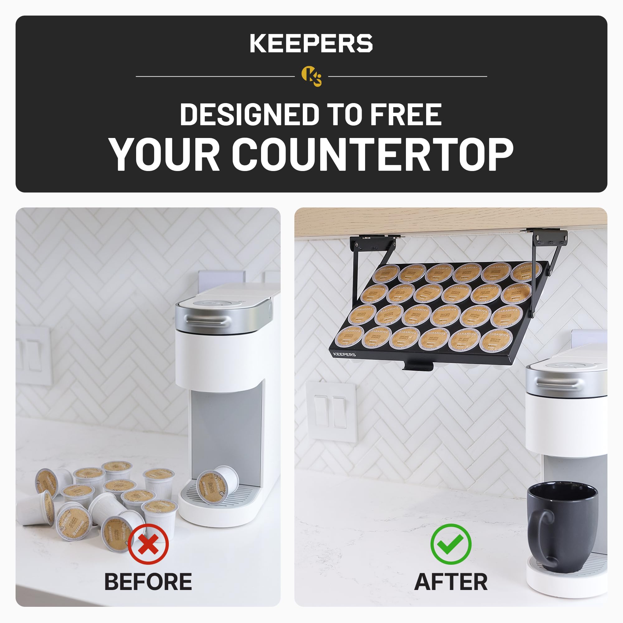 COFFEEKEEPERS hinge close-up demonstrating smooth swing-down access