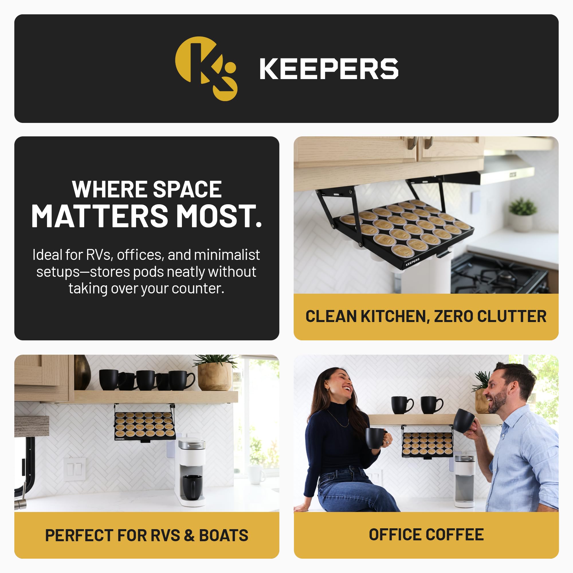 COFFEEKEEPERS steel finish close-up showing durable construction