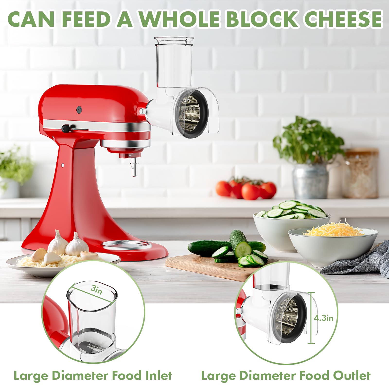 Cofun assembled on a KitchenAid mixer showing quick mount and space-saving benefit
