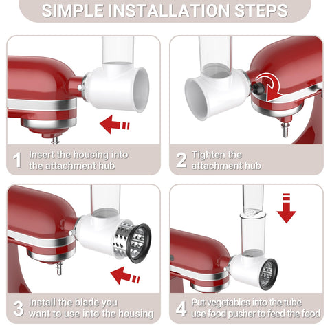Cofun closeup feed tube with pusher illustrating safe feeding and reduced finger risk