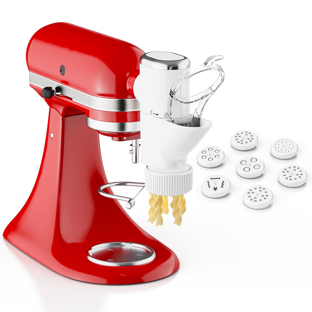 COFUN front view of pasta press attachment showing build and controls, easy operation