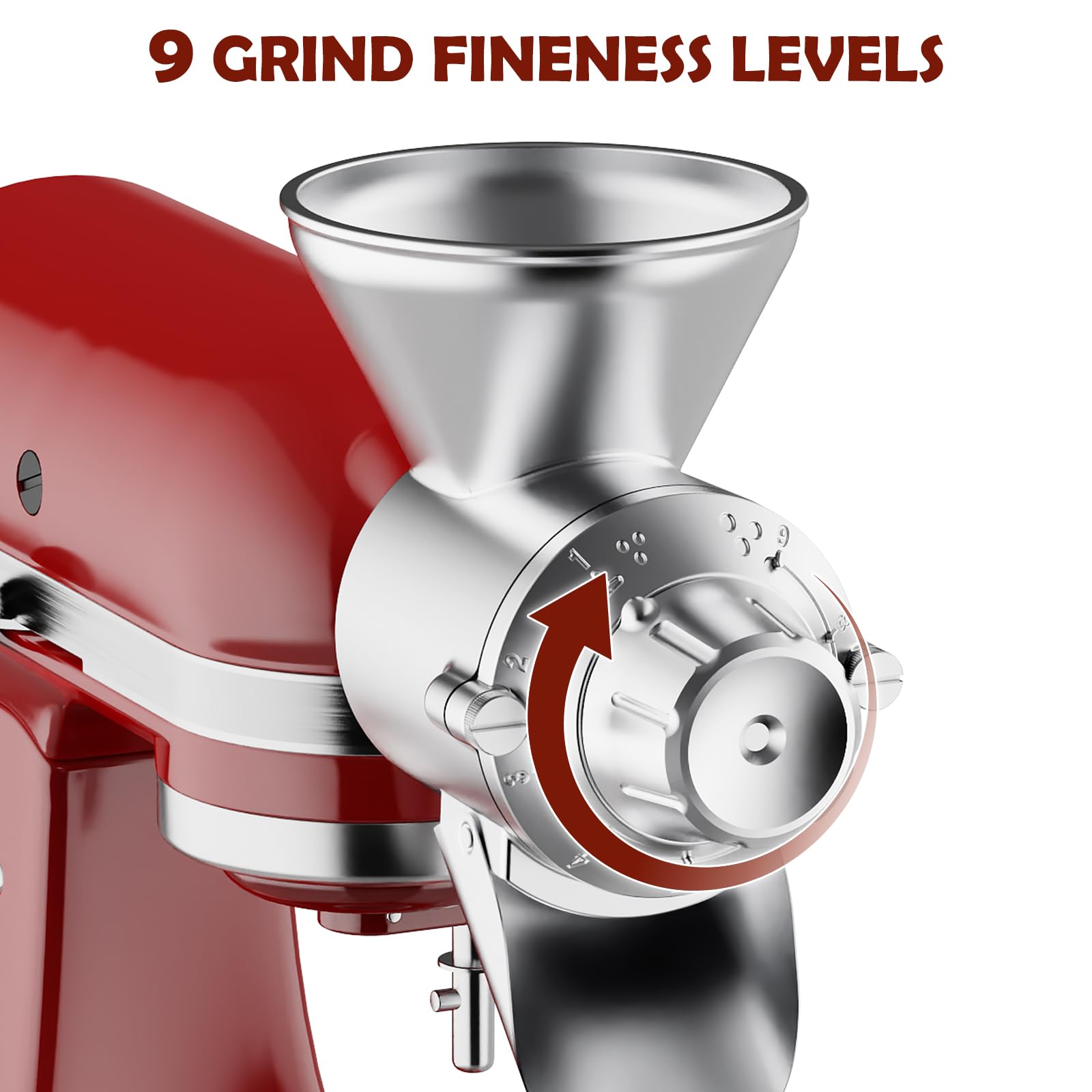 COFUN close-up of nine-step grind dial for precise texture control and recipe specificity