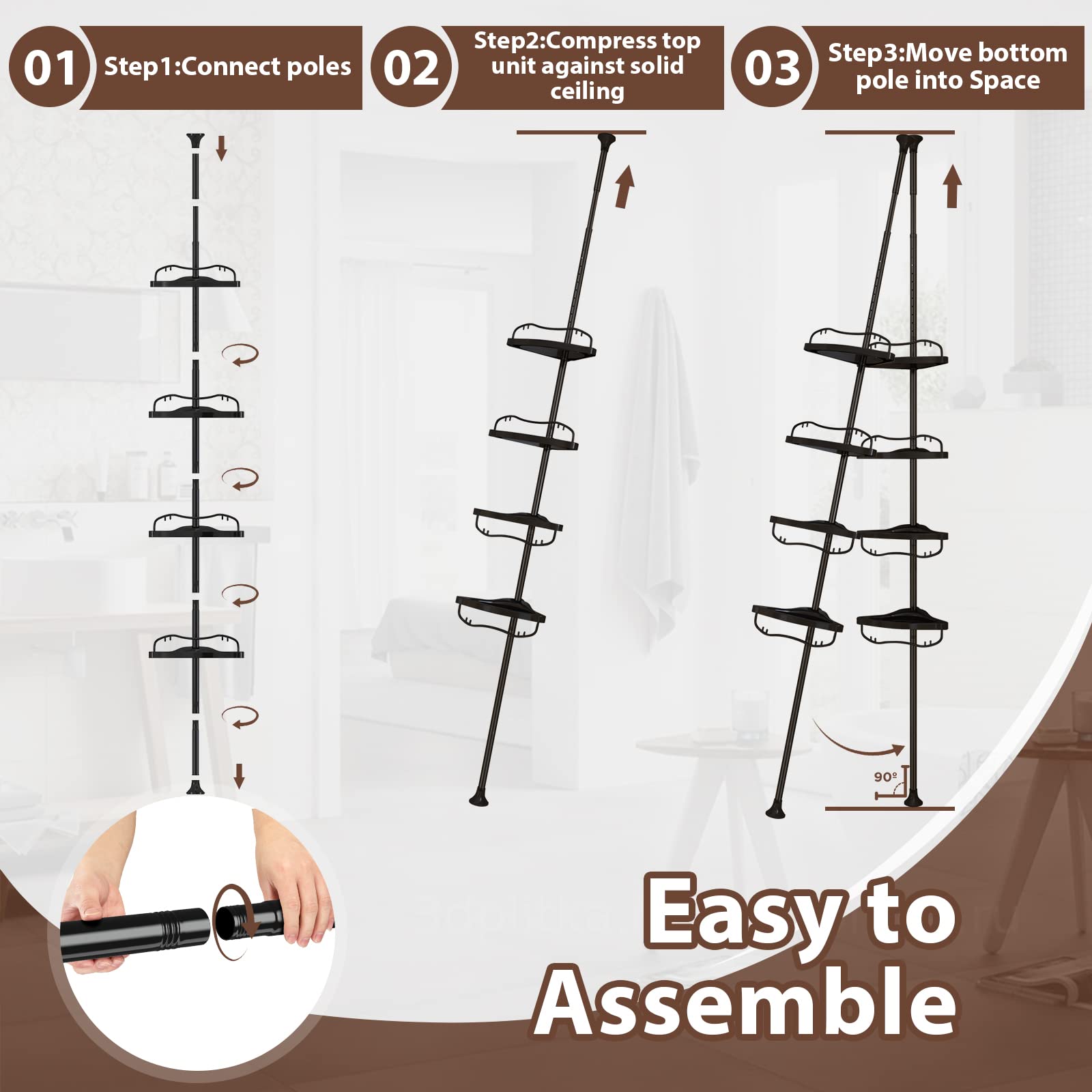 cogardenshower product label and specs showing materials and weight capacity