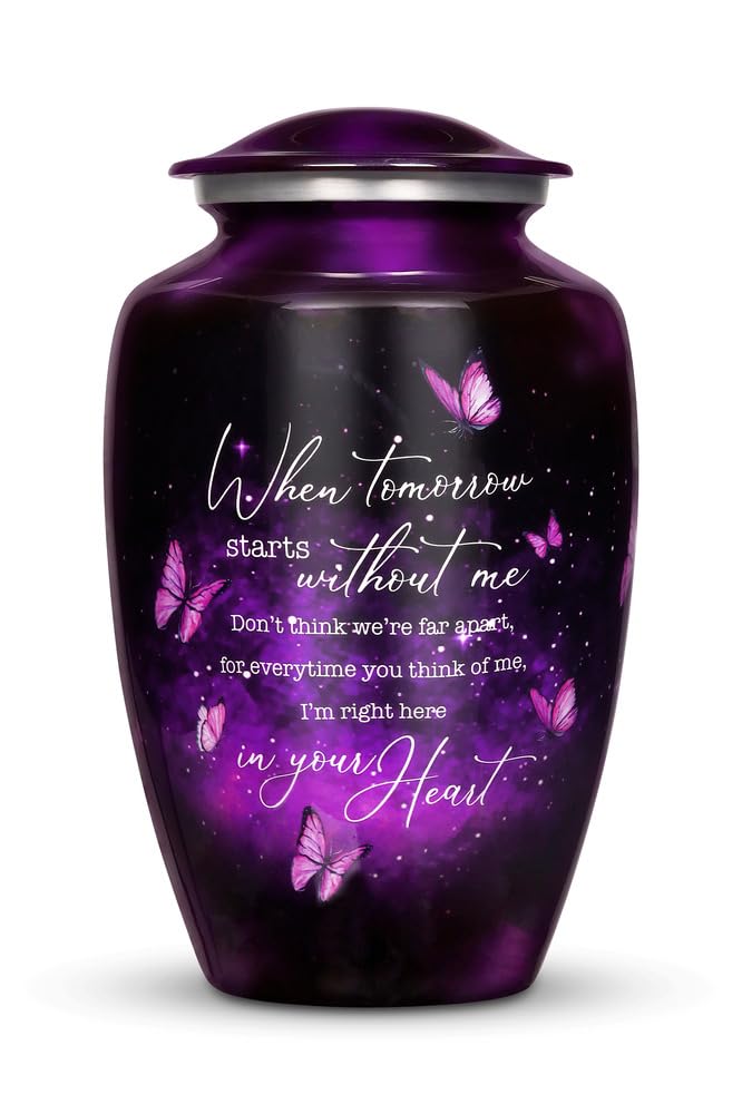 Cogent Memorials purple butterfly urn front view showing elegant tribute