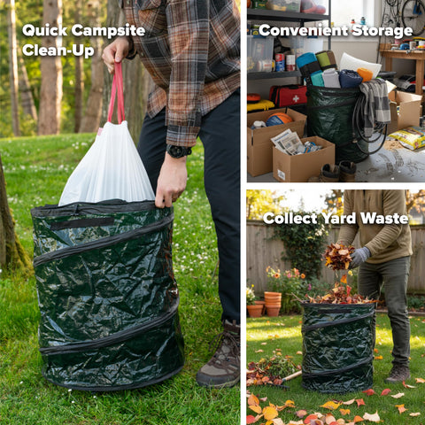 Coghlan's bin in use at a campsite making cleanup faster and neater