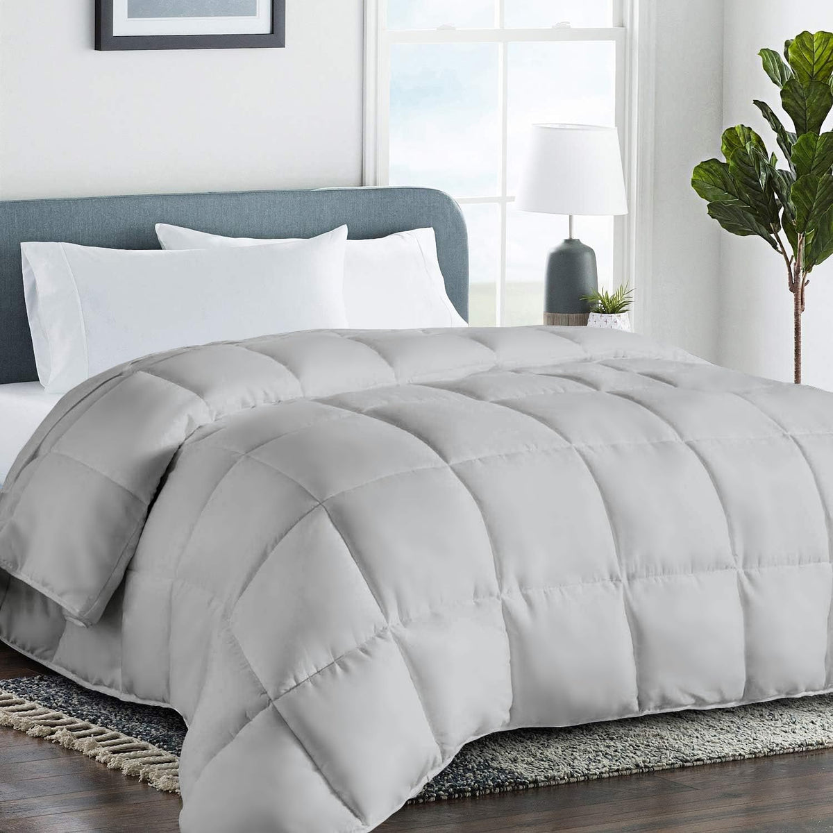 COHOME king comforter front view showing clean reversible light grey finish and cozy look