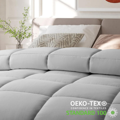COHOME styled on bed showing cozy, breathable all-season comfort benefit