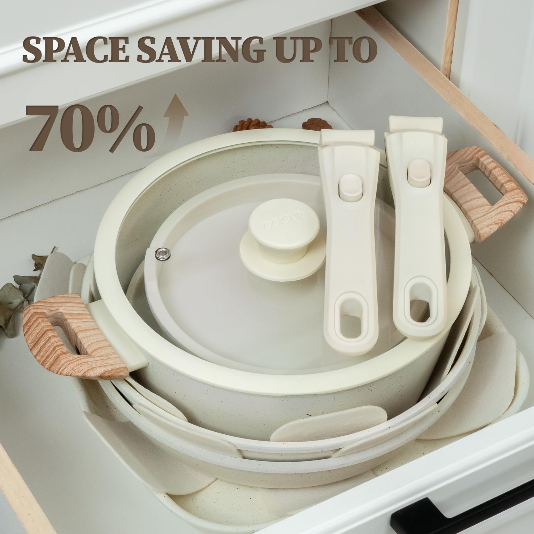 Coicur cookware being loaded into dishwasher showing effortless cleanup benefit
