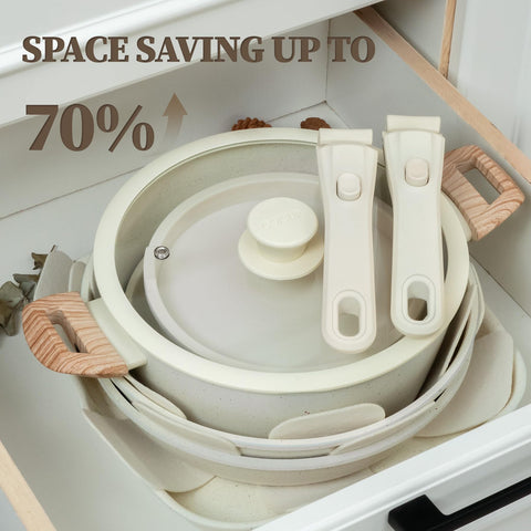 Coicur cookware being loaded into dishwasher showing effortless cleanup benefit