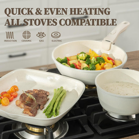 Coicur nested stacked pots showing 70% space-saving storage advantage