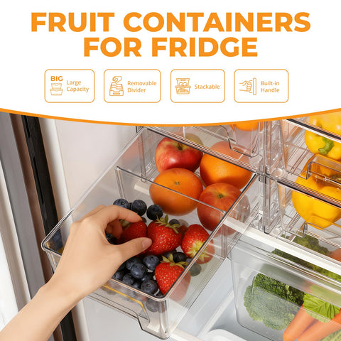 COKIHOM stacked drawers inside a refrigerator maximizing vertical fridge storage