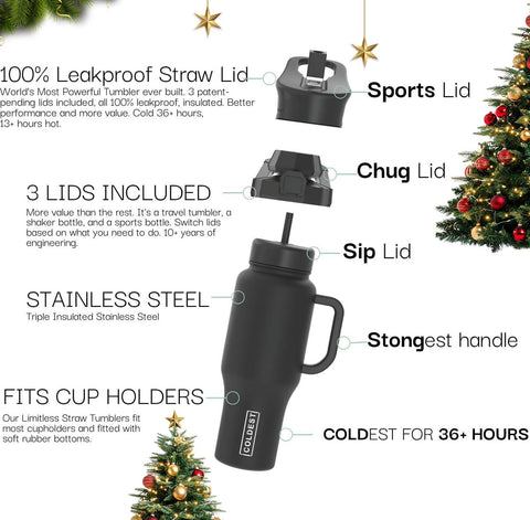 Coldest tumbler ergonomic handle close-up for comfortable grip