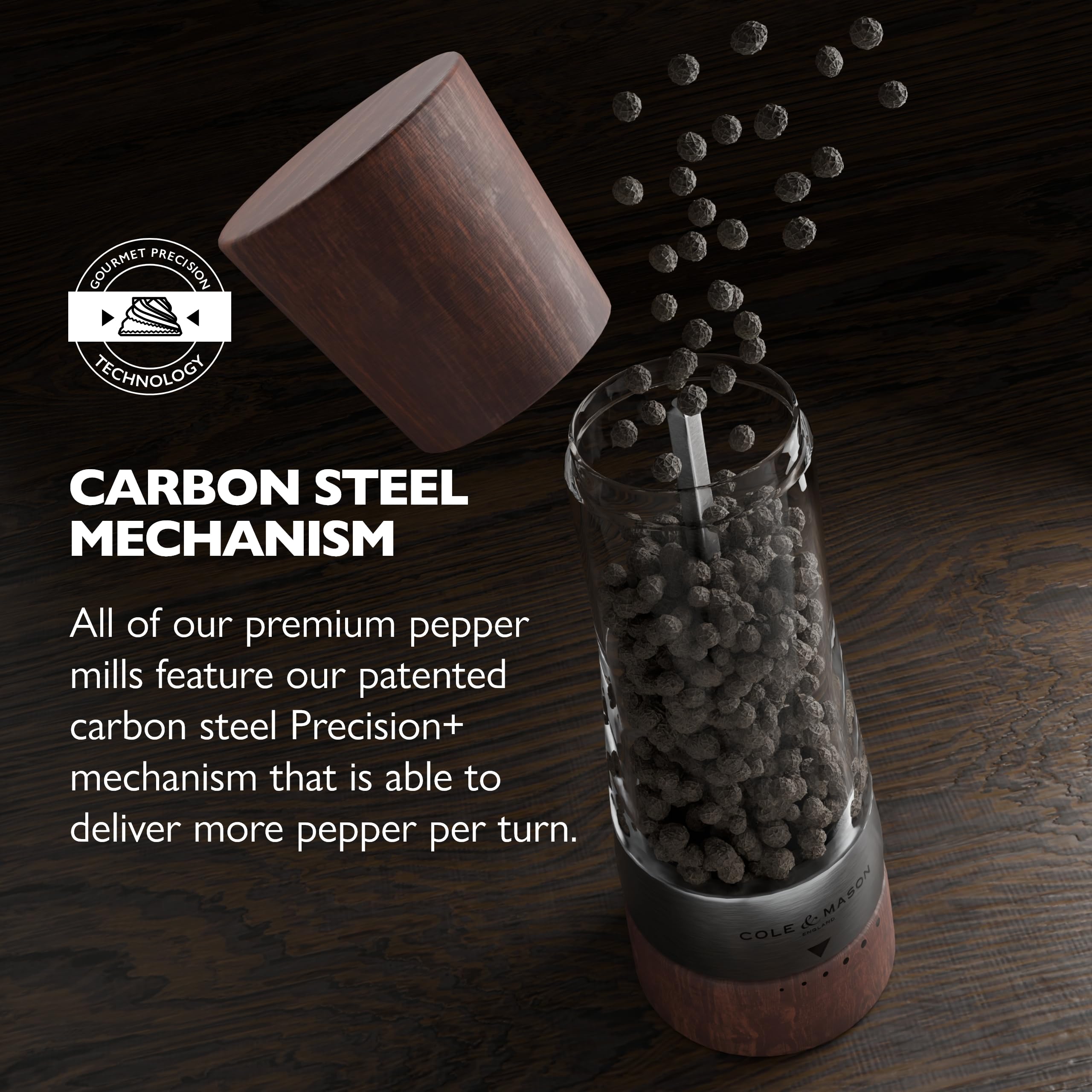 Cole & Mason beech wood finish close-up highlighting durable, elegant grain benefit