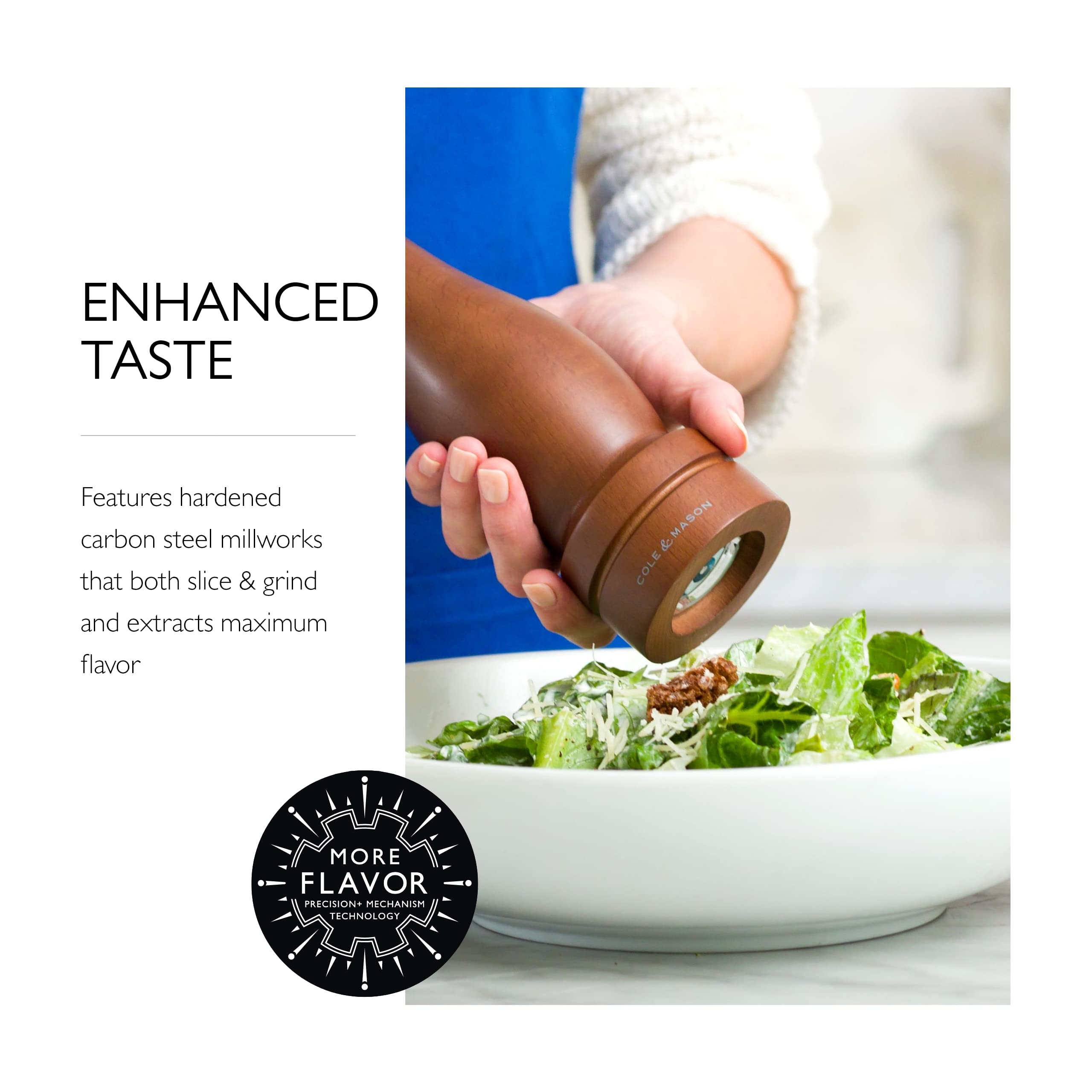 Cole & Mason held in hand to show 12.5-inch scale for ergonomic use
