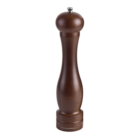 Cole & Mason front view showing tall wooden pepper mill and elegant profile