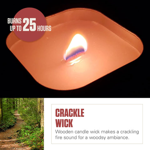 Coleman burning candle in patio setting creating inviting outdoor ambiance
