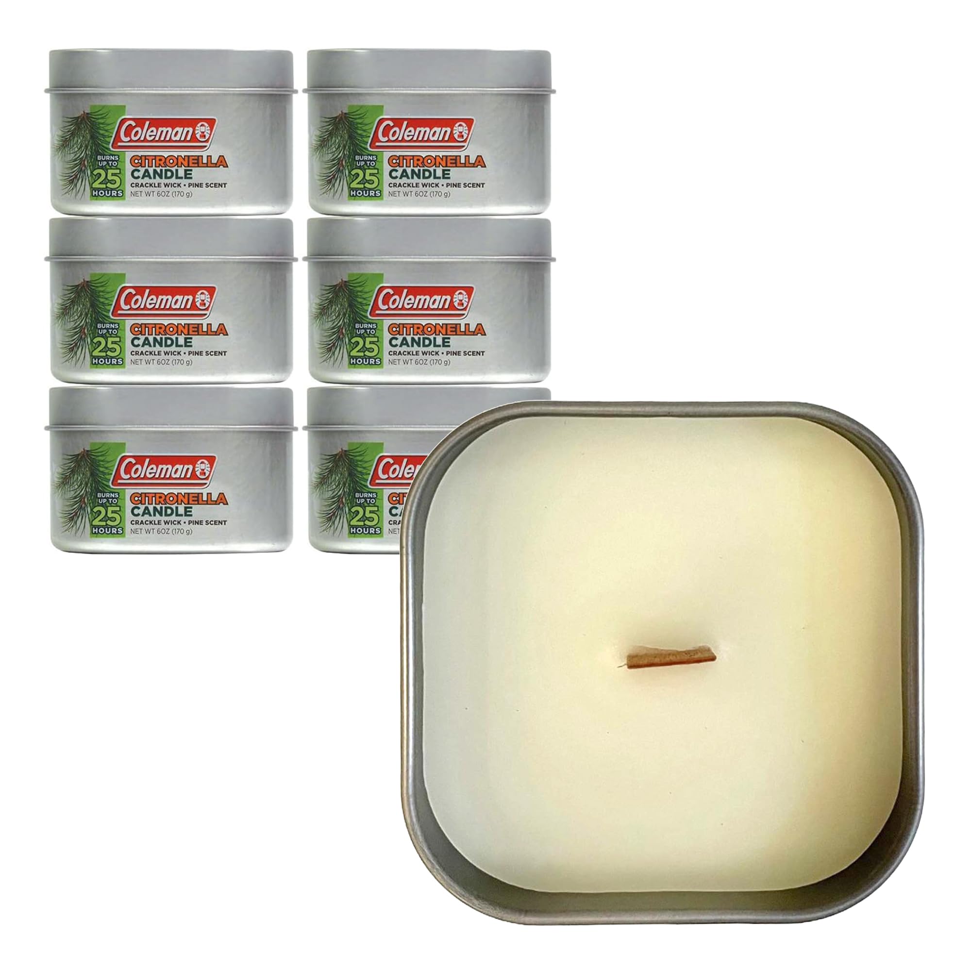Coleman front tin packaging showing label and recyclable tin for convenience