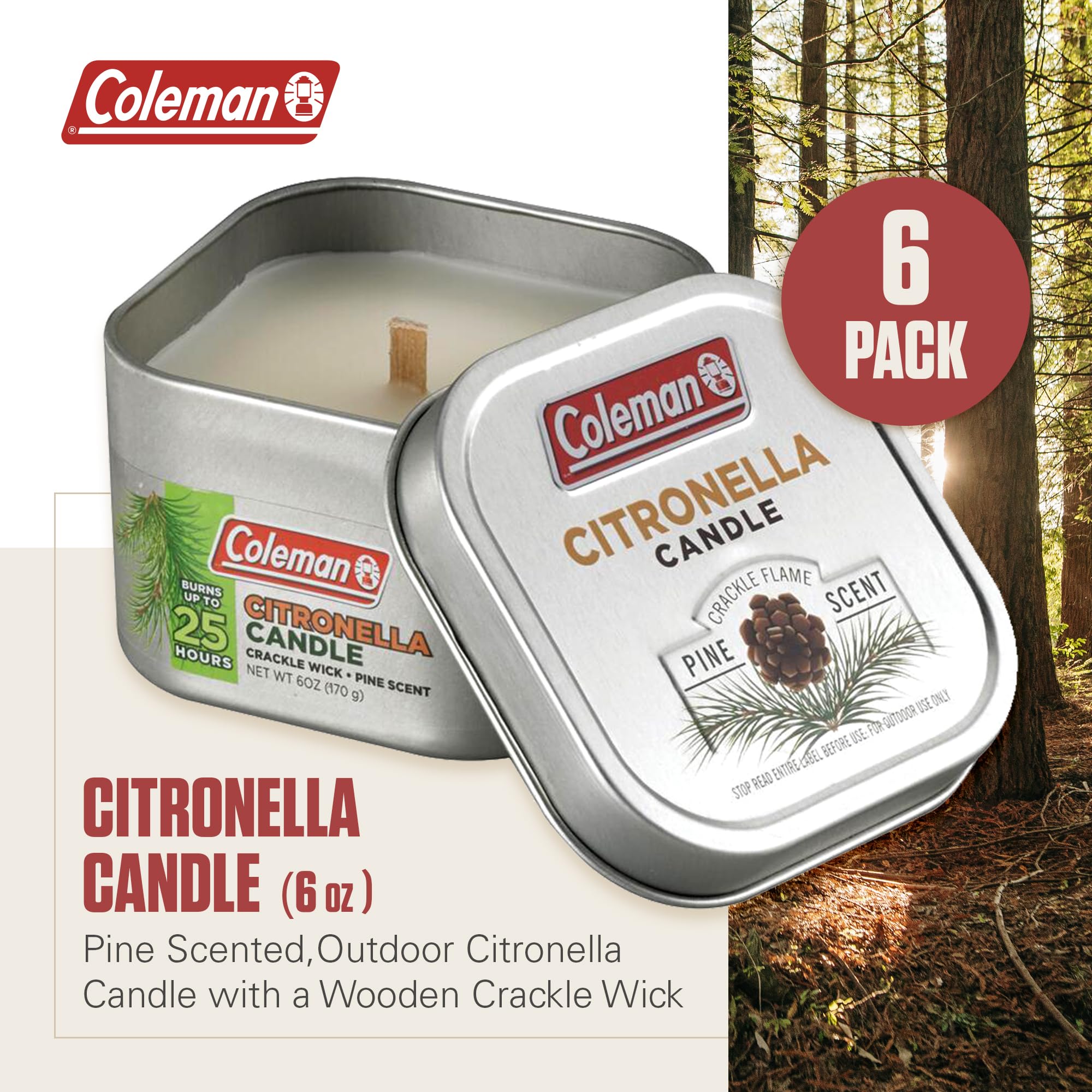 Coleman wooden crackle wick close-up highlighting cozy campfire sound