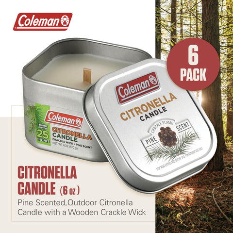 Coleman wooden crackle wick close-up highlighting cozy campfire sound