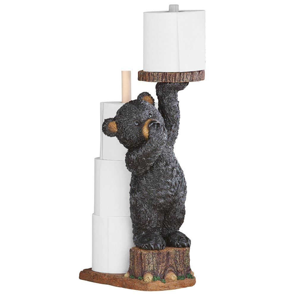 Collections Etc Aurrra bear cub front view showing roll holder and stump storage benefit