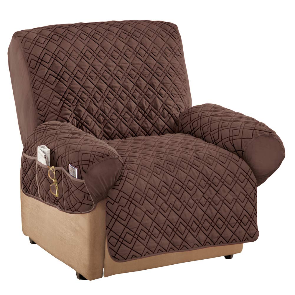 Collections Etc front view chocolate cover protecting recliner and improving decor