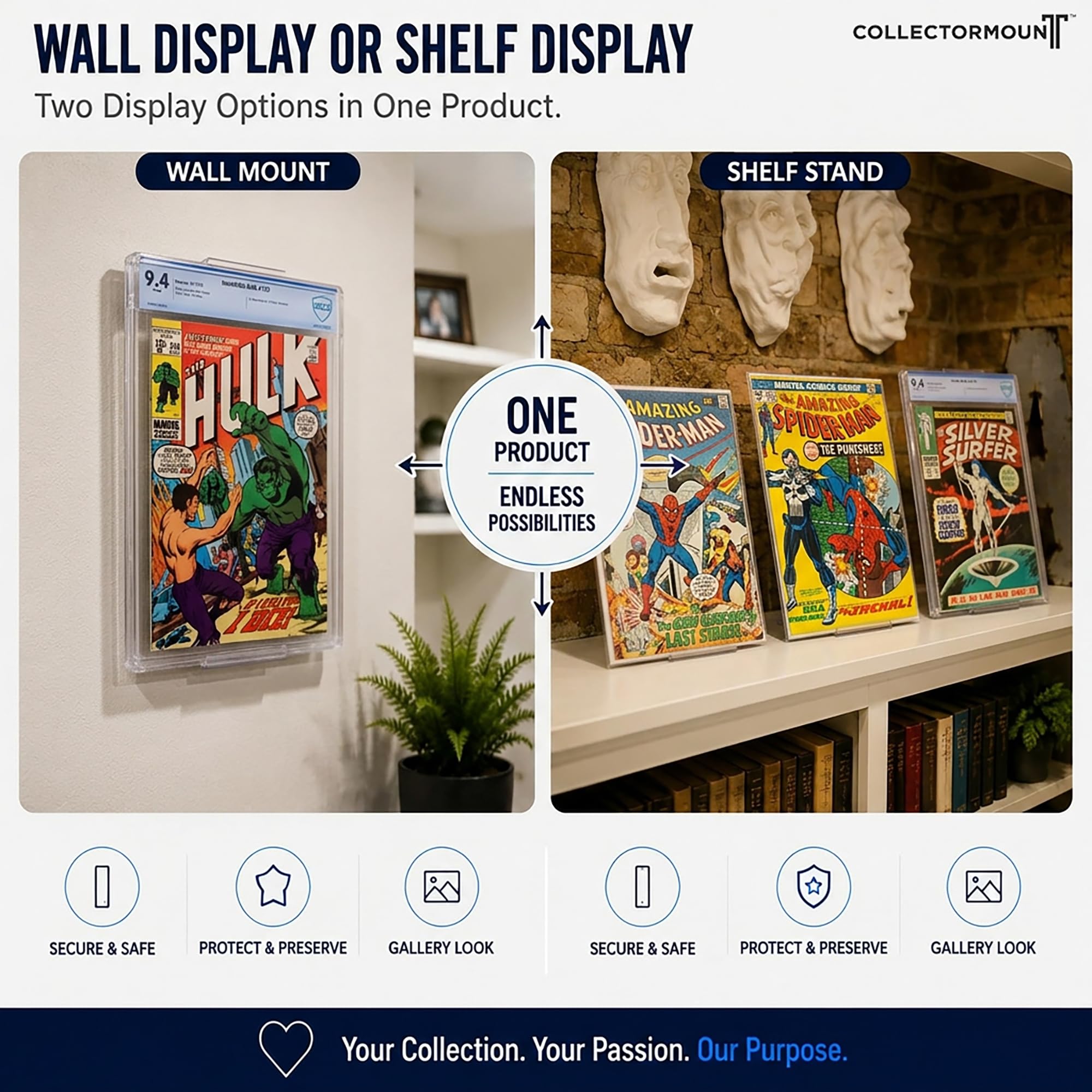 CollectorMount mounted comic closeup showing floating gallery effect