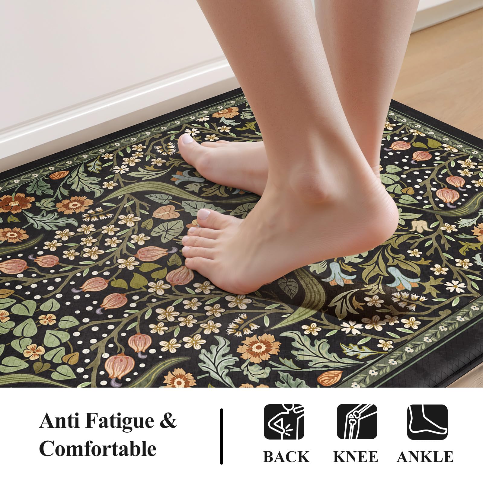 Collive close-up of cushioned 0.47 inch thickness for standing comfort