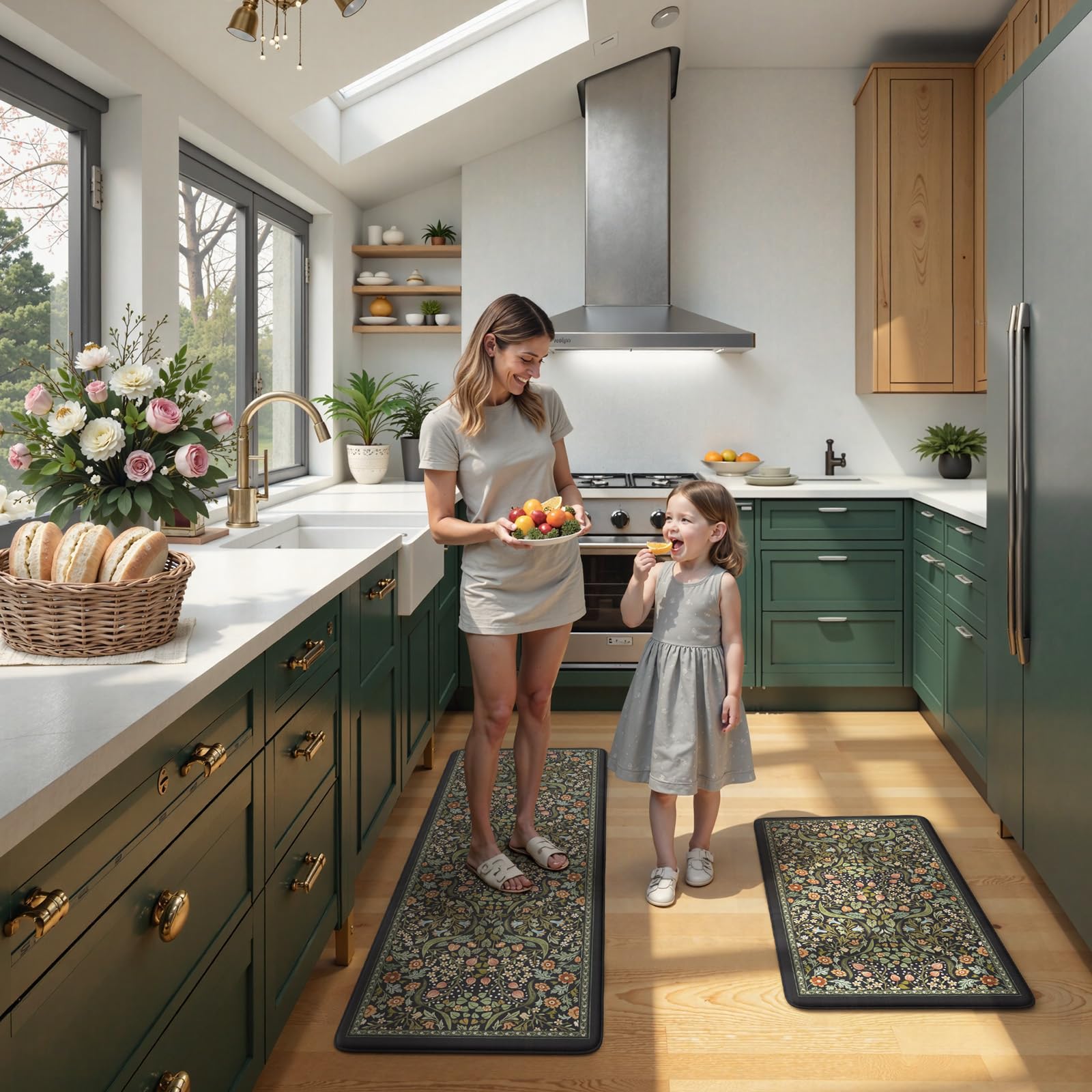 Collive lifestyle scene of kitchen prep using mats for reduced fatigue