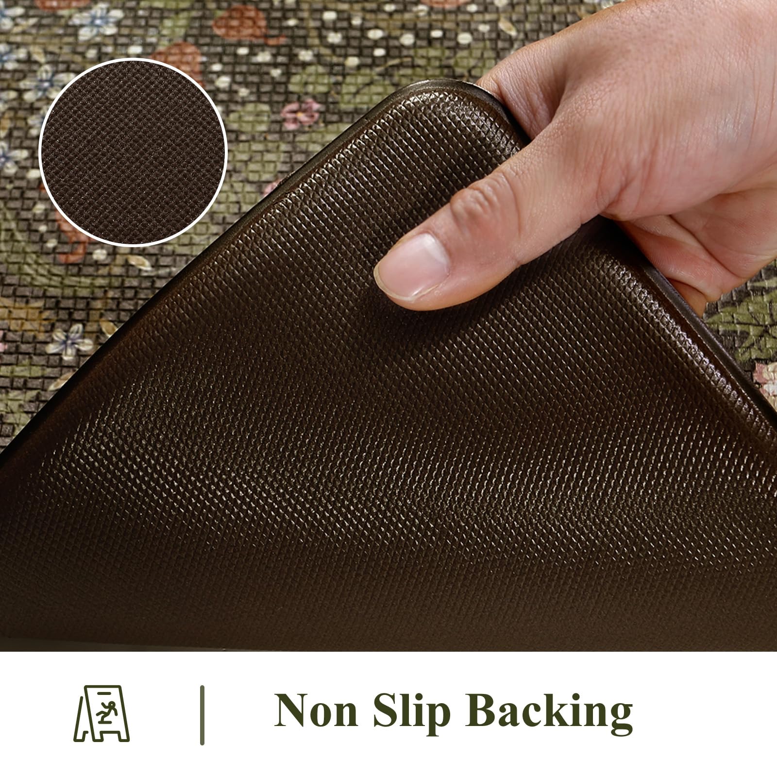 Collive mat placed by kitchen sink offering standing comfort during chores