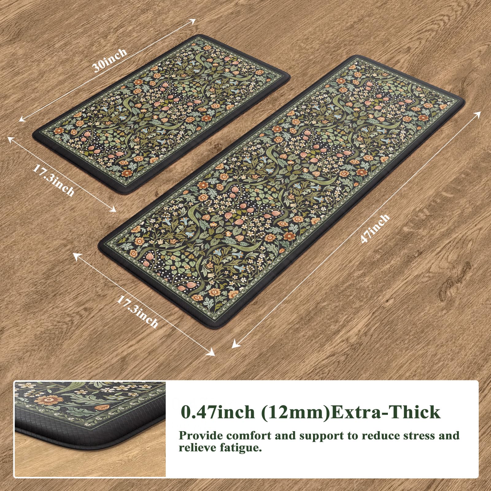 Collive two mats arranged at sink and stove for dual-zone comfort