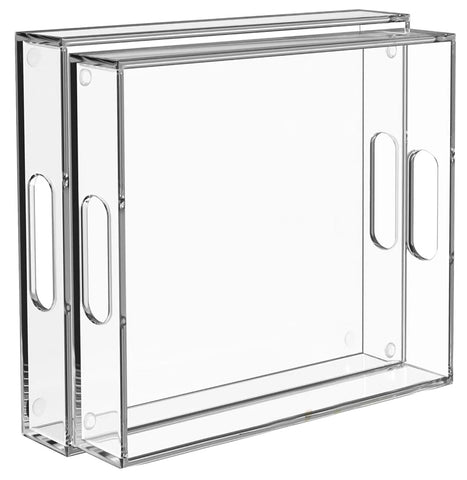 collwait clear acrylic trays front view showing transparent elegance and stability