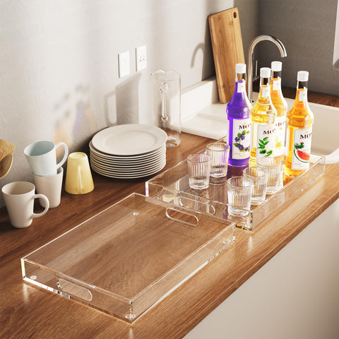 collwait tray edge closeup showing crystal-clear finish and scratch resistance