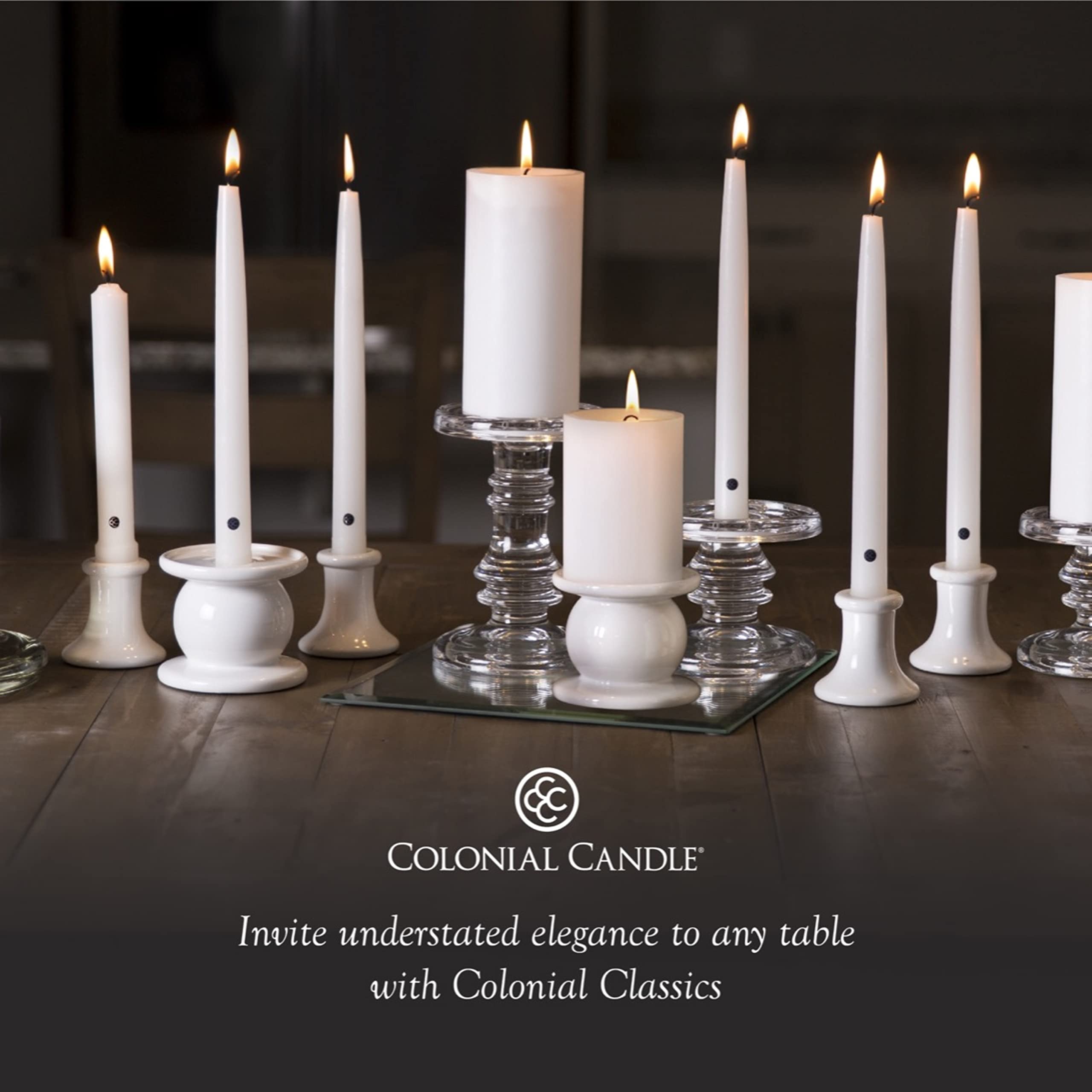 Colonial Candle in a holiday centerpiece adding dramatic red accent